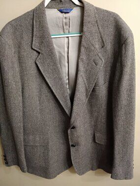 Vintage Pendleton Grey Tweed Wool Blazer Sport Coat Mens 50 Made in USA